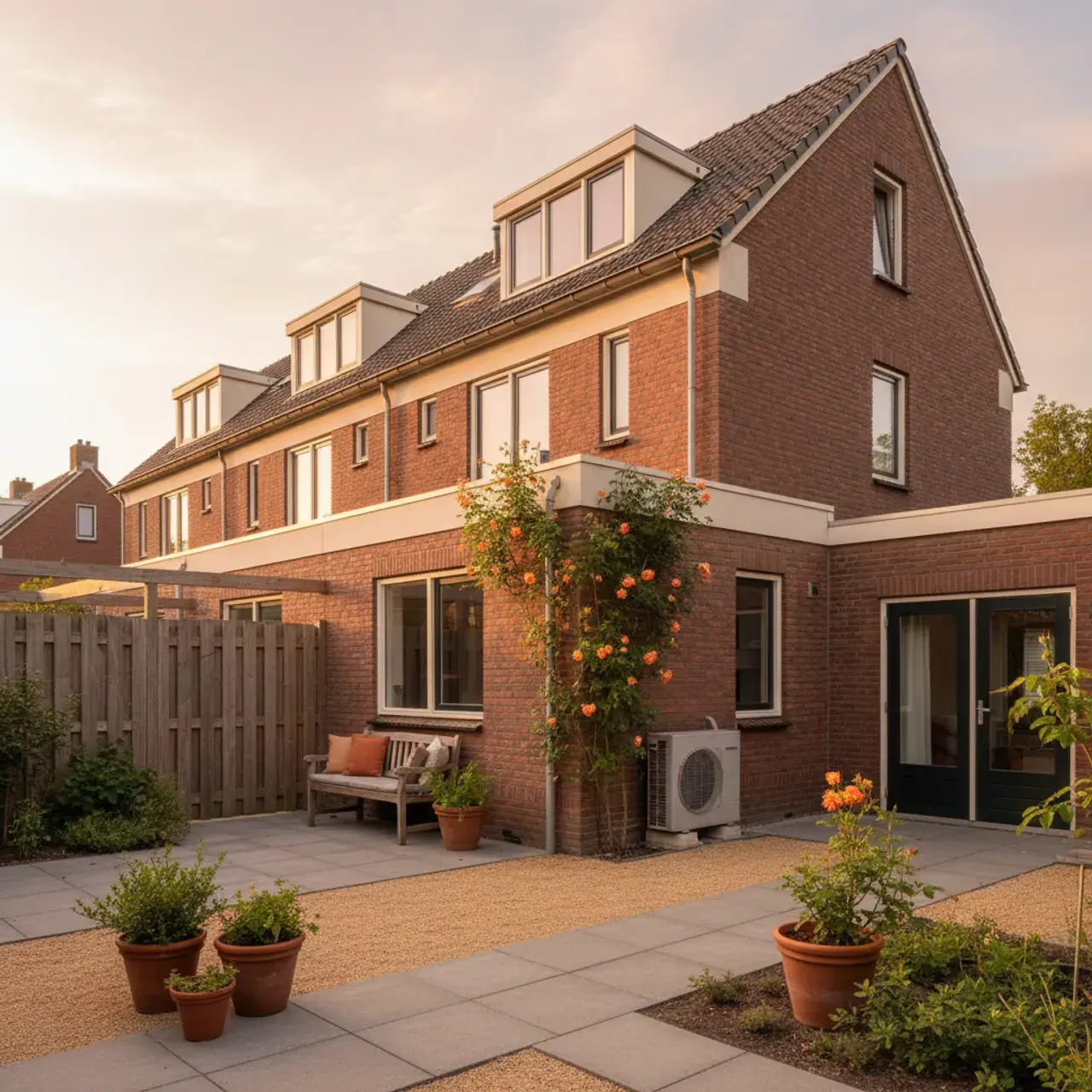 Nederlandse woning met warmtepomp-installatie